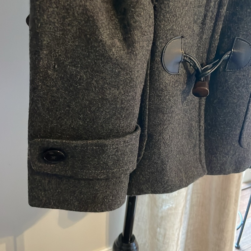 J. Crew Toggle Hooded Wool Coat Dark Gray Charcoal Zipper Women's Size 2 Duffle - Picture 4 of 7